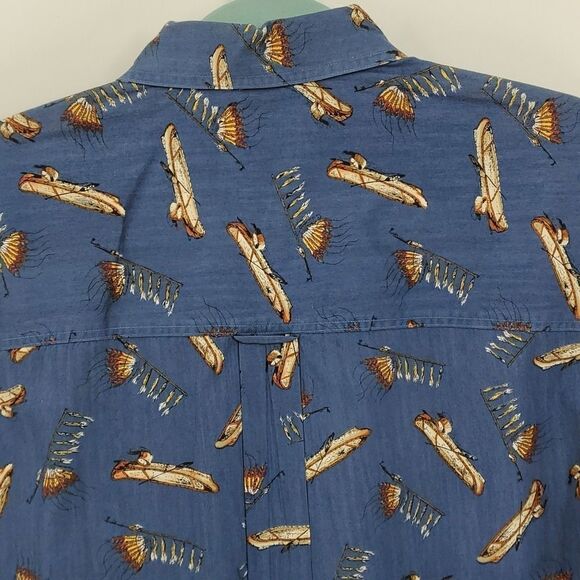 Chaps Ralph Lauren Y2K mens long sleeve shirt. Indian design print, blue. large - Picture 7 of 8